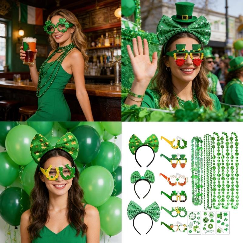 Saint Patrick Day Costume Accessories Shamrock Stickers Patricks Day Glasses Saint Patrick's Day Decoration Party Supply