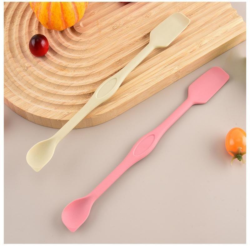 Double Ended Silicone Scraping Spoon Heat Resistant Food Grade Non-Slip Handle Utensil for Home Baking Cooking