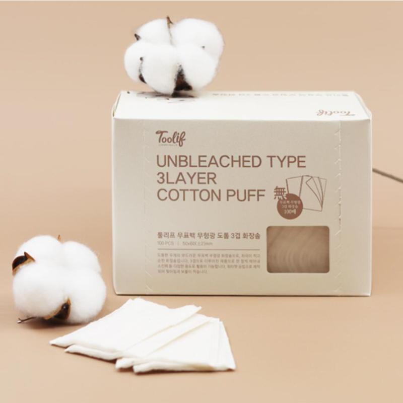 Unbleached, non-fluorescent, thick 3-ply cotton pad