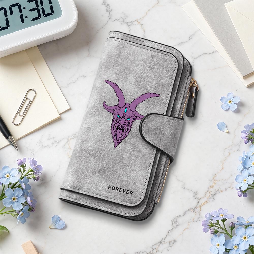 Gothic Baphomet Print Long Wallet Multi Card Slot Fashion Purse