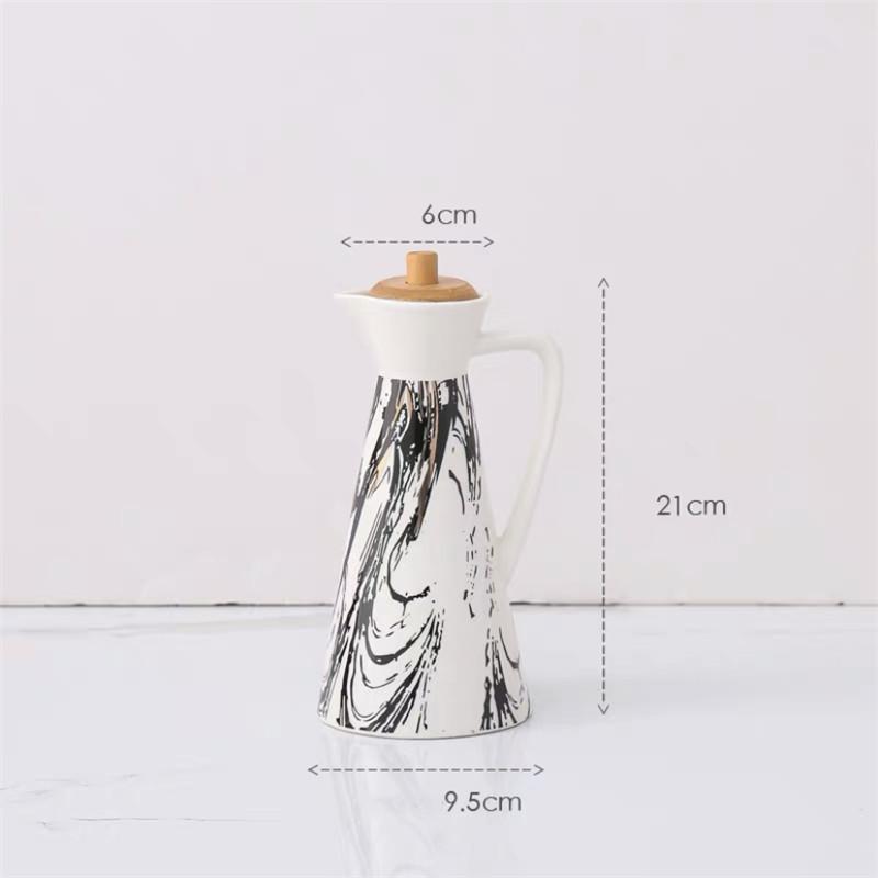 Keramik-Gewürzglas für Zuhause, mit versiegeltem Holzdeckel, Küchenbedarf, großes Fassungsvermögen, Essigtopf, Porzellan, Ölflasche, Kochutensilien