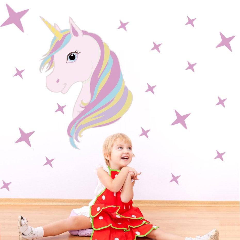 Wall Sticker Unicorn Stars Decals Girl Kids Room DIY Poster Wallpaper Home Decor Wall Sticker Unicorn Stars Decals Girl Kids Room DIY Poster Wallpaper Home Decor