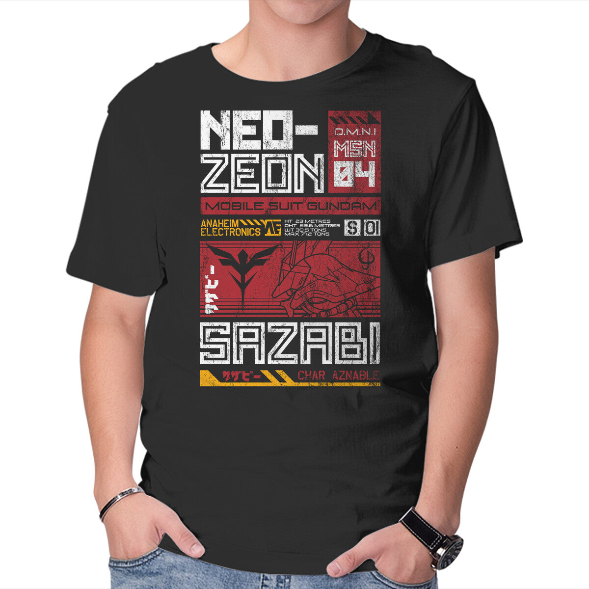 Unisex Crew Neck T-Shirt Neo Zeon Graphic Short Sleeve Casual Tee XS