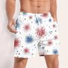 Men Swim Trunks Drawstring Waist 3D Star Print Quick Dry Board Shorts with Mesh and Side Pockets