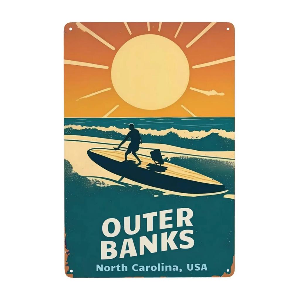 1pc Vintage Surfing Lovers Metal Sign You Don'T Stop Surfing When You Get Old Surfing Sign Wall Decor for Bar Home 8x12 Inch