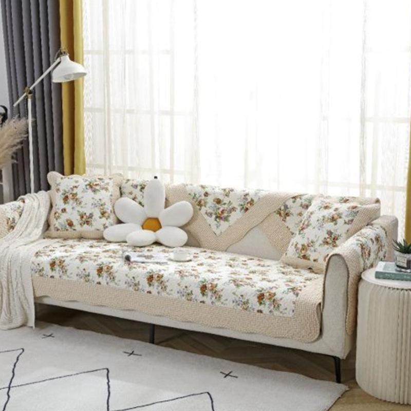 Universal Twill Washed Cotton Curved Edge Sofa Cushion In All Seasons, Machine Washable Non-Slip Fashionable Sofa Cushion Sofa Cover