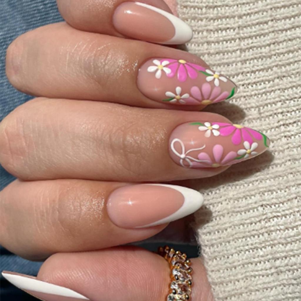 Press on nail mandlový tvar umělé nehty lesklé nalepovací nehty přírodní full cover umělé nehty akrylové lepidlo na nehty pro ženy