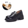 Leather Loafers Women's 2025 Spring New Women's Single Shoes Women's Thick Heel Black Small Leather Shoes Women's British Style Women's Shoes