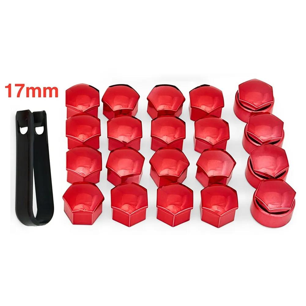 T39 Plating Red Glossy 16 Pcs Nut Cover+ T49 Plating Red 4 Pcs Lock Wheel Nut Cover+ Disassembly Tools For BMW