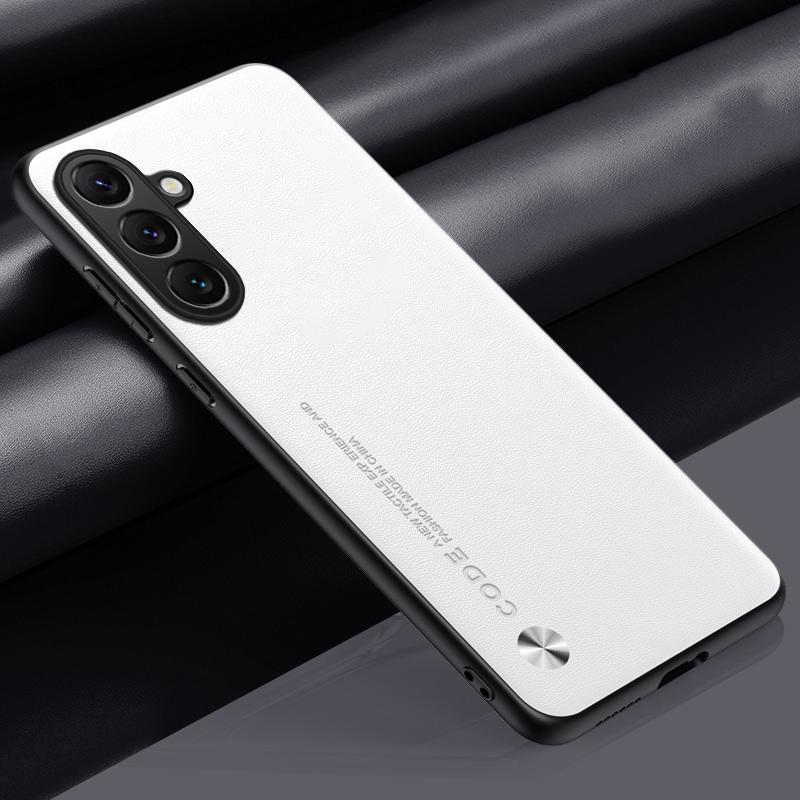 

EUCAGR Luxury Ultrathin Leather Phone Case For Samsung S24 FE S23 S22 S21 Ultra Plus FE Plain Skin Shockproof Soft Back Cover S21 білий