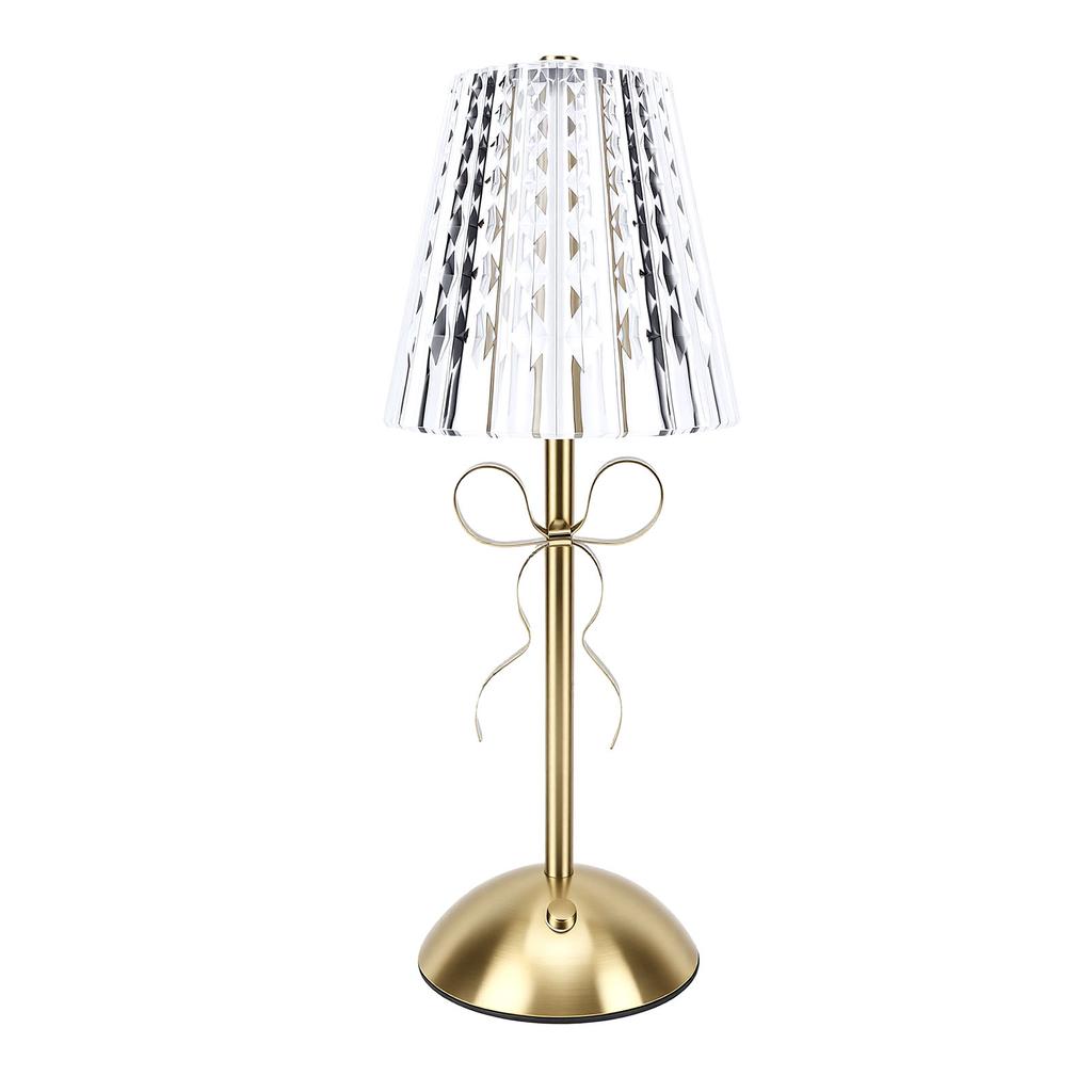 Table Lamp Cordless Rechargeable Vintage Desk Lamp with Bow for Bedroom Living Room Dining Room