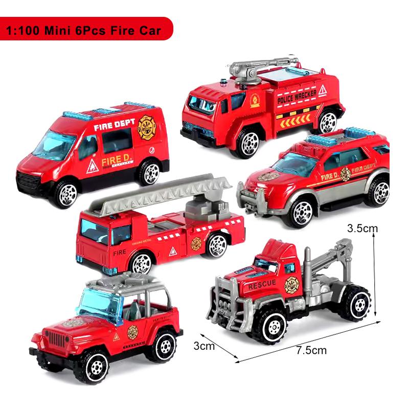 1:55 Литая модель пожарной машины Симуляция Оттяжка Лестница Пожарная спасательная машина Инерционные игрушки Детская пожарная машина
