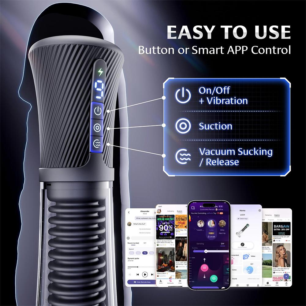 Male Masturbator Penis Pump Enlarger Transparent Visual Male Sex Toys for Men APP Control Vibrating Vacuum Suction Glans Trainer