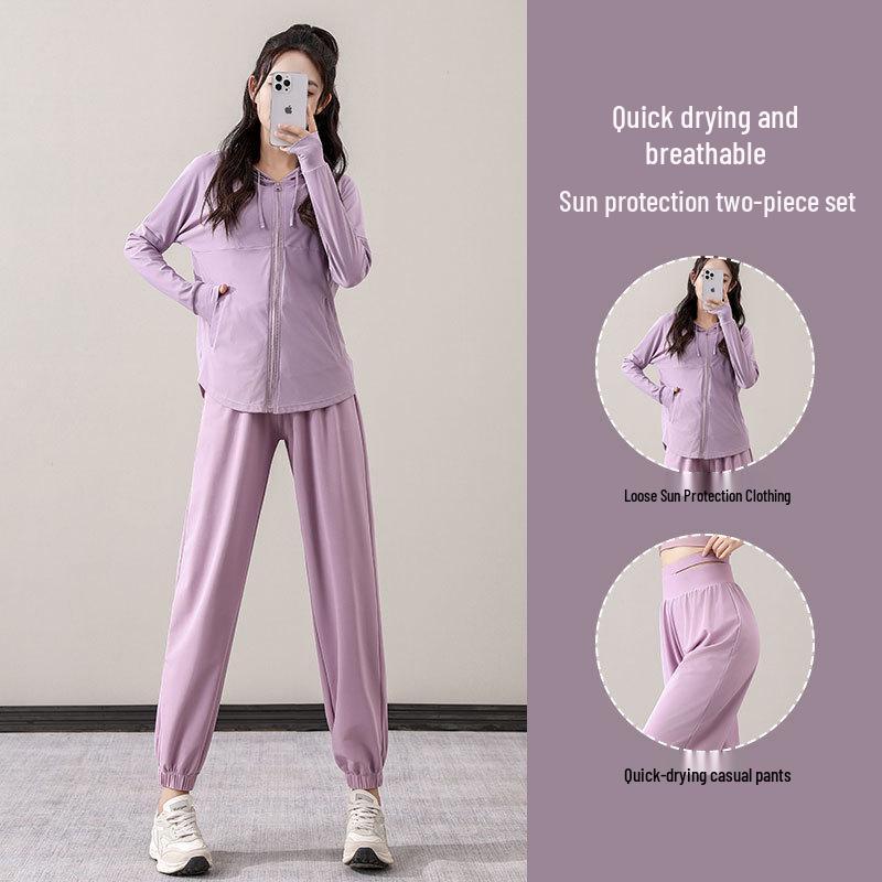 Dámský rychleschnoucí oblek z ledového hedvábí s ochranou proti slunci pro venkovní fitness aktivity