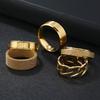 Stainless Steel Ring Set 5 Pieces of 18K Gold Plated Rotatable Decompression Rings, Men's Hip Hop Hollow-Out Design
