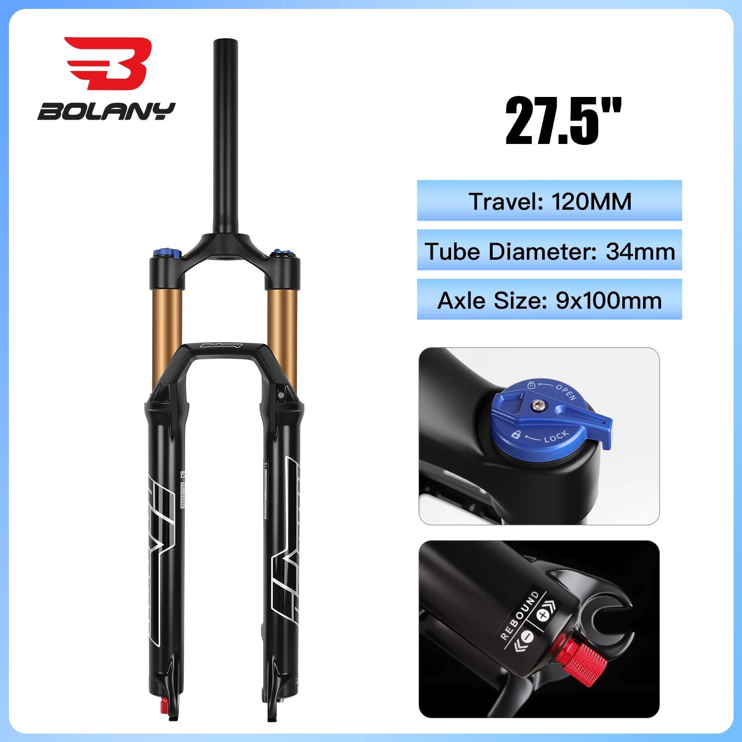 BOLANY 34mm Air Fork 26/27.5/29  MTB Locking 120/140mm Travel Disc Brake Bike Parts 27.5 Manual 120mm G