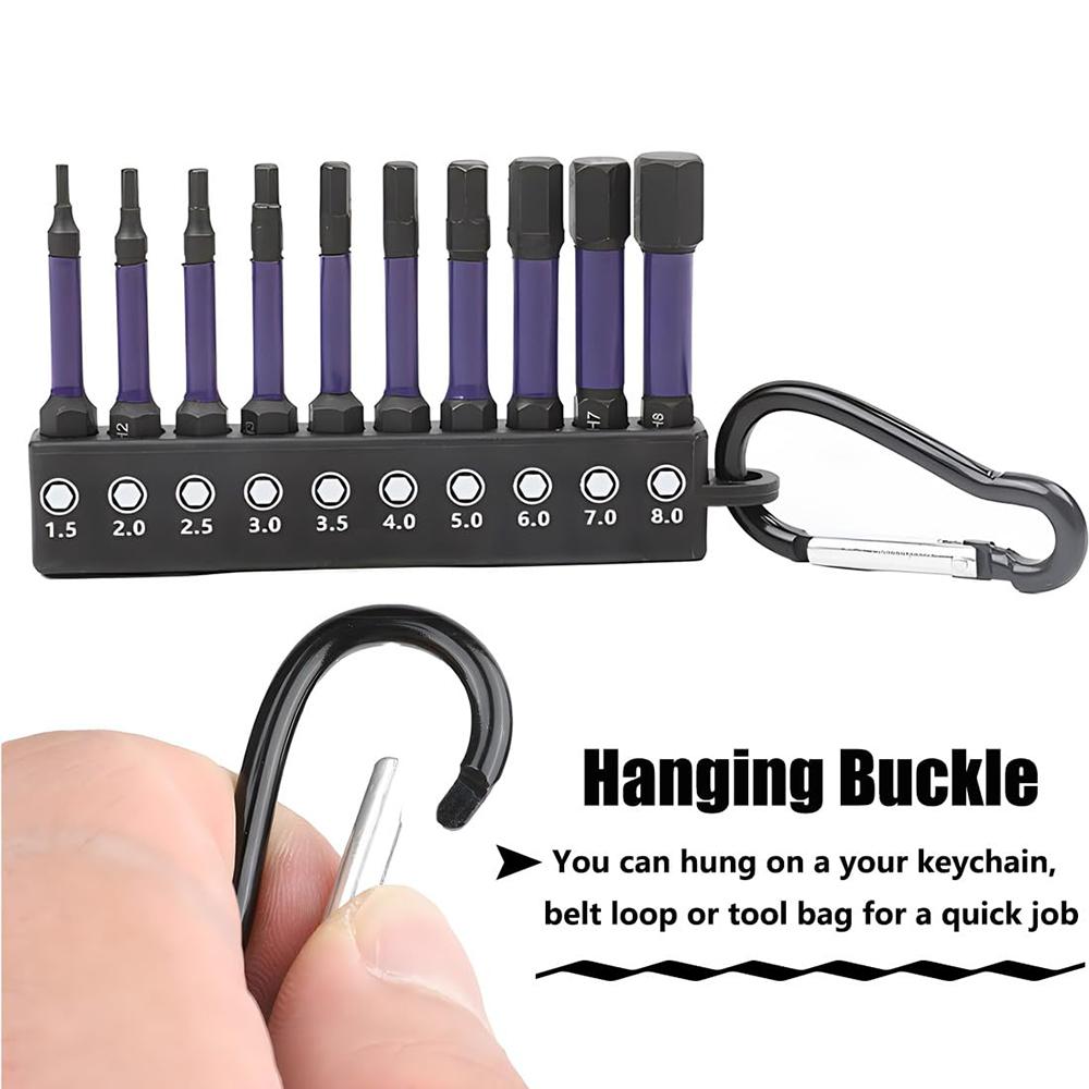11Pcs/Set 50mm Hex Shank S2 Alloy Steel Screwdriver Bits with Magnetic Bit Holder
