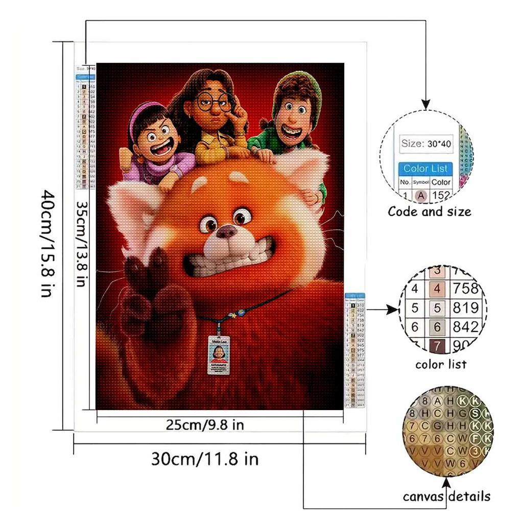 DIY Diamond Painting Red Pandas and Children Cross Stitch Kit Mosaic Art Diamond Painting Full Circle Diamond Home Decoration
