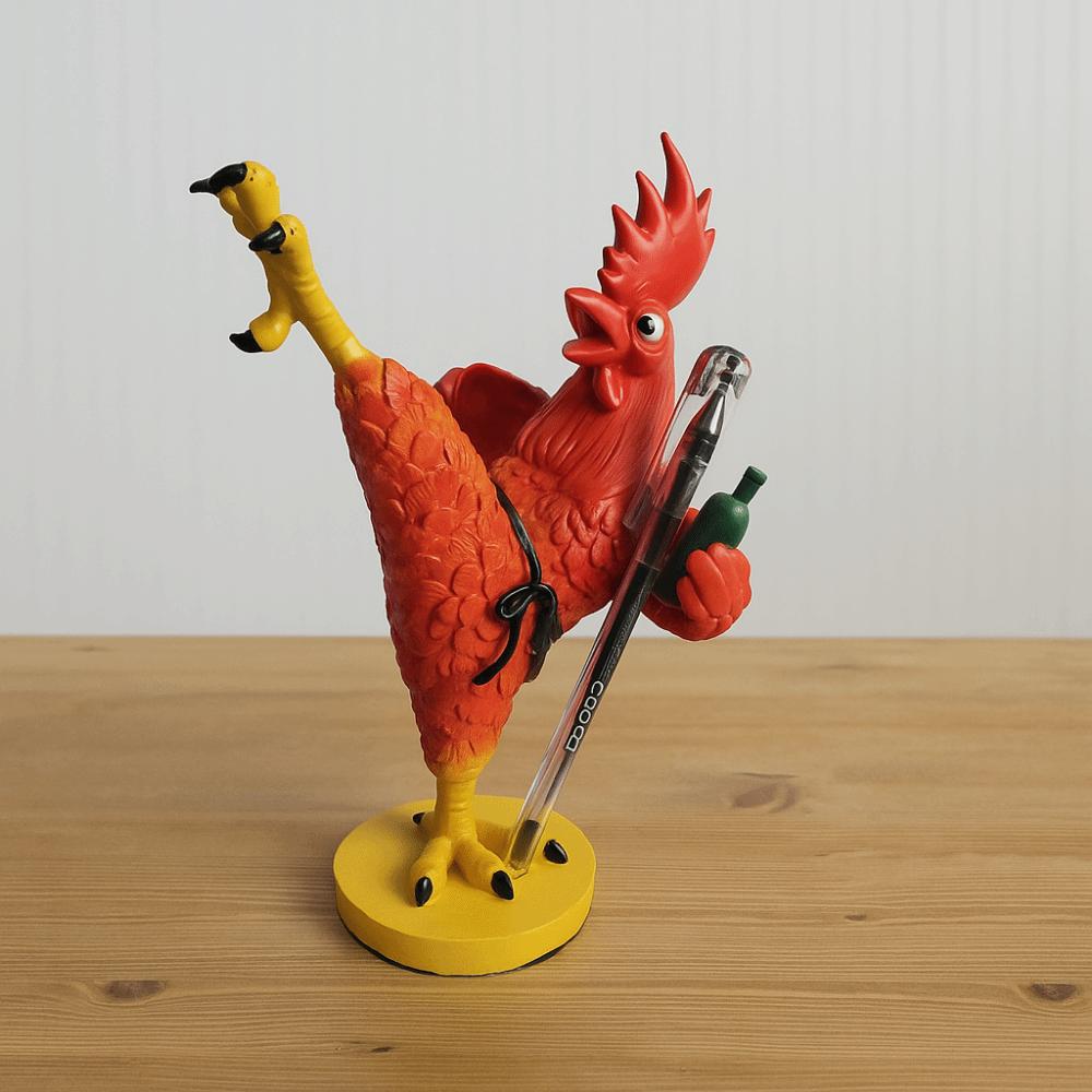 Creative Rooster Sculpture Funny Animal Miniatures Figurine Drunken Kung Fu Chicken Statue  Home