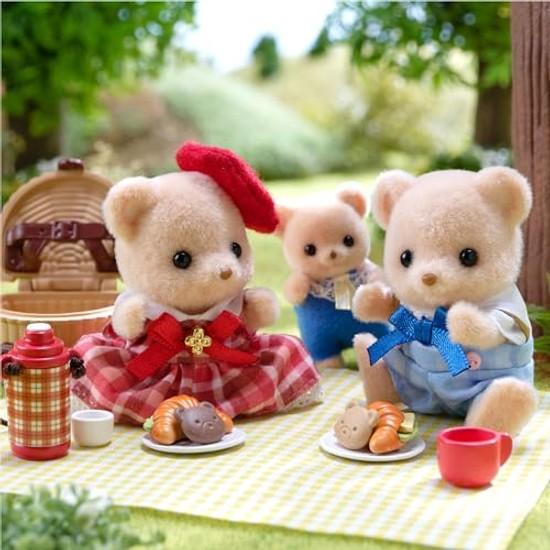 Sylvanian Families Doll Furniture Set Biscuit Bear Siblings - Picnic Lunch FS-60 ST Mark Certified Ages 3 Up Toy Dollhouse. EPOCH.