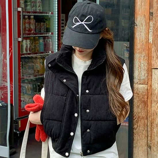 Women's Korean Style Corduroy Cotton Vest - Winter 2026 Loose Sleeveless Jacket