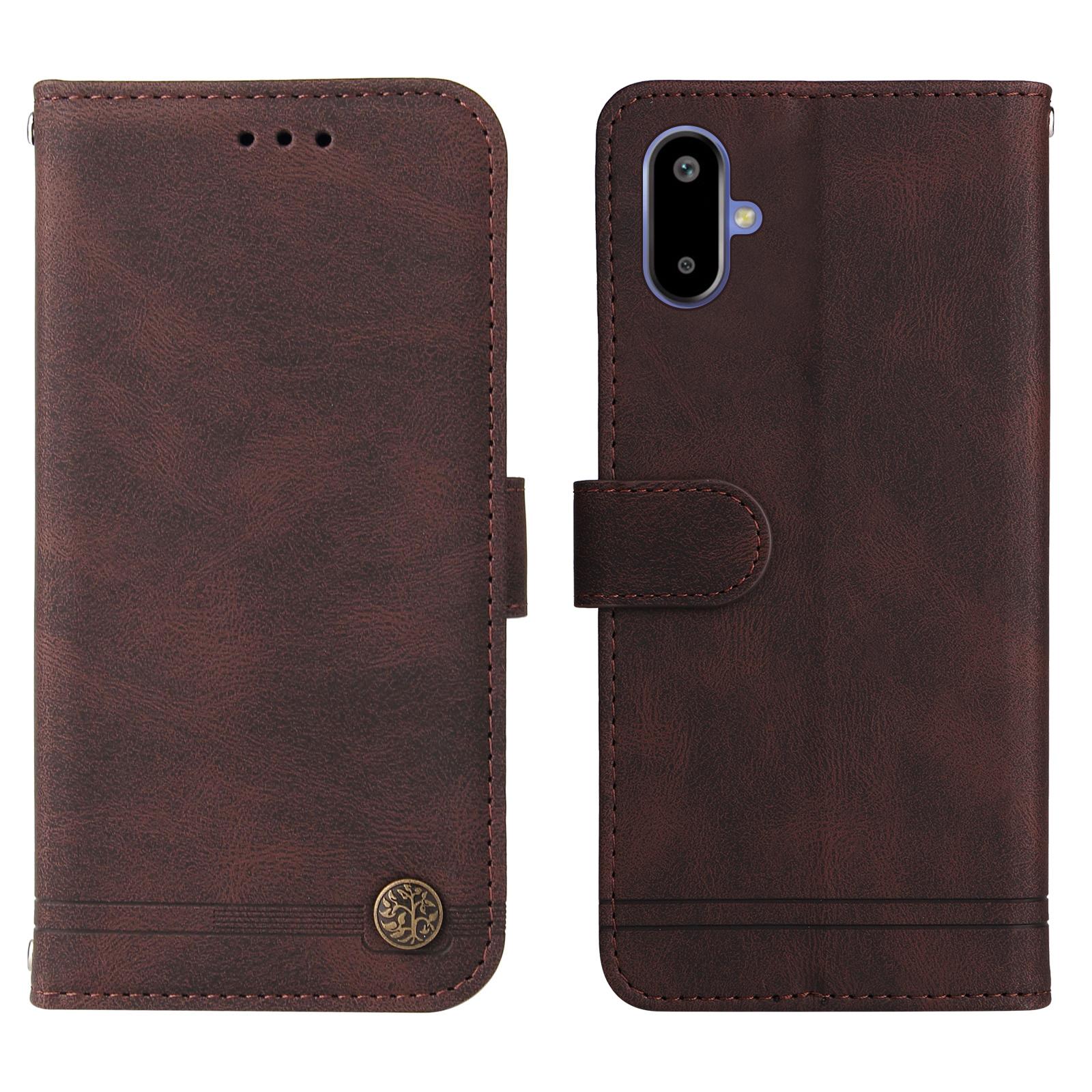 

For Samsung Galaxy F06 5G Leather Wallet Cases Skin Touch Phone Cover Stand with Strap Brown