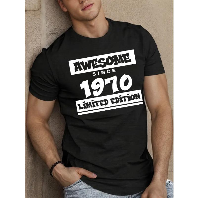 European sizes Men S Summer T-Shirt Top, Limited Edition, Awesome Since 1970, Short Sleeve S чёрный