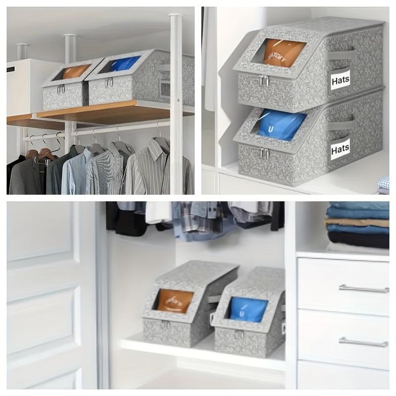 Stackable Baseball Cap Storage Box, Transparent Window, Sturdy Cardboard Hat Box for Underwear, Socks, Toys, Suitable for Men