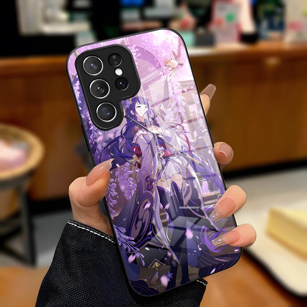 R-Raiden Shogun Phone Case For Samsung A25 A13 A33 5G A54 A36 A35 A56 A52 A14 Shockproof Glass Cover