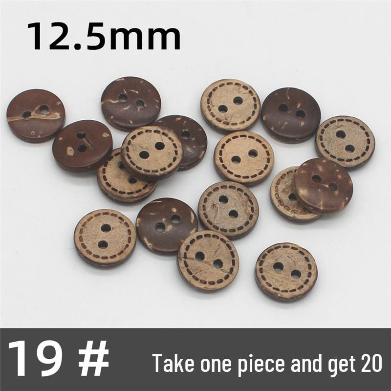 Natural Retro Coconut Shell Round Buttons for Children's Clothing