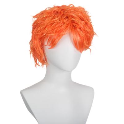 Novel Four Color Men Short Curly Rain Silk Wig Synthetic Dress Up Wigs for Women and Men Cosplay Costume Party Gifts
