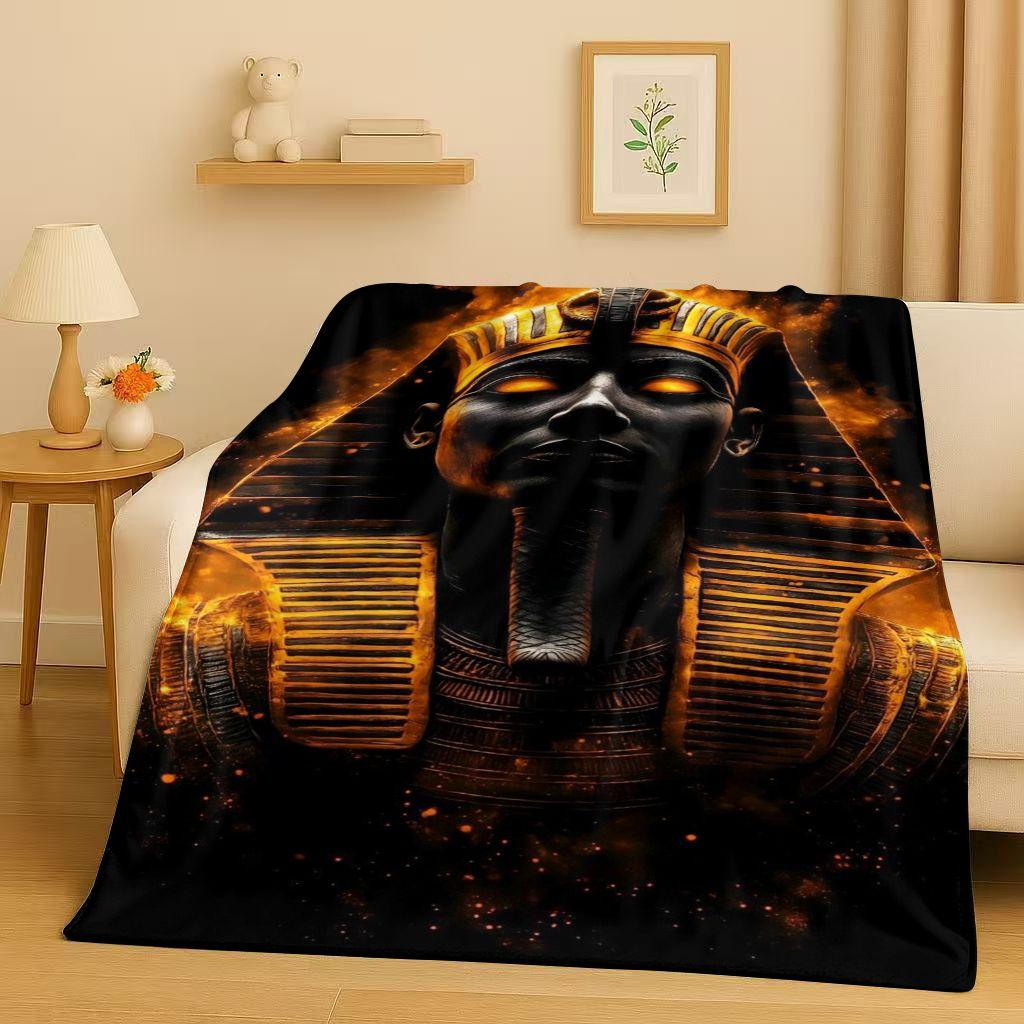 Toter Gott Anubis Pharao Altes Ägypten Mythologie Cartoon Flanelldecke, Ultraweiche Plüschdecke für Zuhause Schlafzimmer Bett Sofa Abdeckung