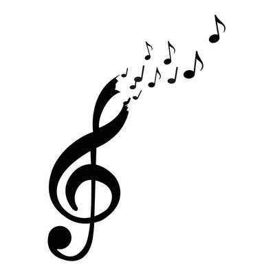 [R1815] - Black 'Music' Sticker Sheet (treble Clef - Eighth Note) - 20x70cm