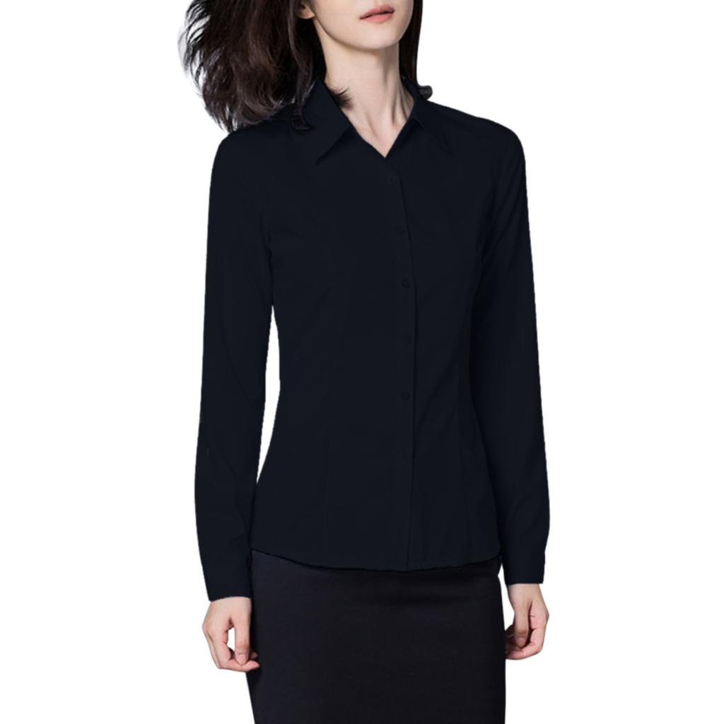Womens Button Down Shirts Long Sleeve Work Dress Shirts Ladies V Neck Collared Business Casual Blouses