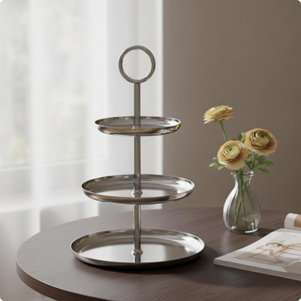 3Tier Dessert Stand Stainless Steel ThreeTier Serving Mirror Polished Tiered Tray for
