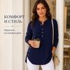 Women's Waffle Knit Henley Blouse Long Sleeve Button Front Tunic Top Curved Hem Side Slit Casual Loose Shirt for Office Work Streetwear