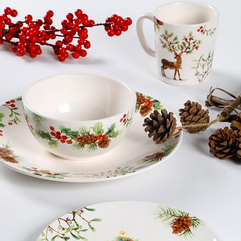 Weihnachtsbaum Keramikteller Europäischer Stil Geschirr Kaffeetasse Essteller Obst Snack Westliche Gerichte Küche Weihnachtsgeschenk Qualität