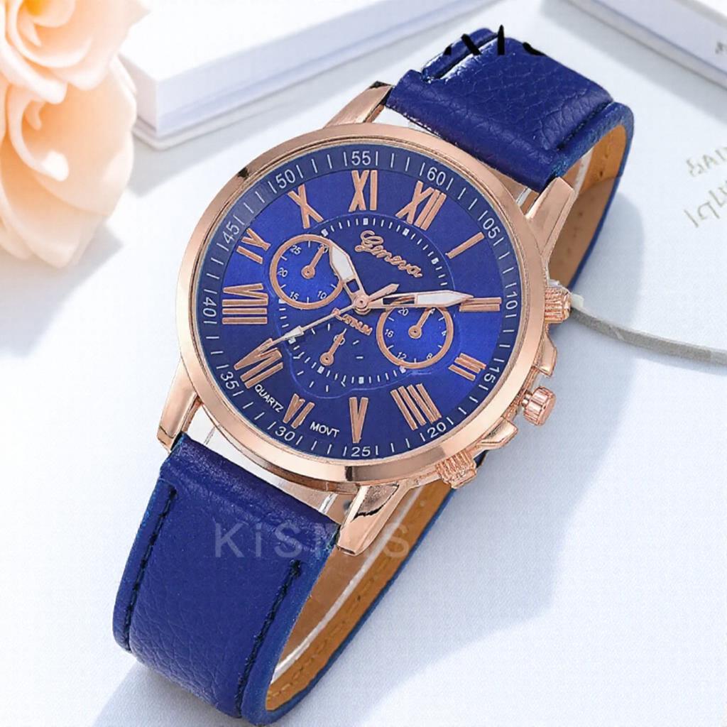Fashion Geneva Quartz Watch Roman Numerals Three Eye Six Pin Casual Wrist Watch for Women Men Couple Stylish Dress Watch