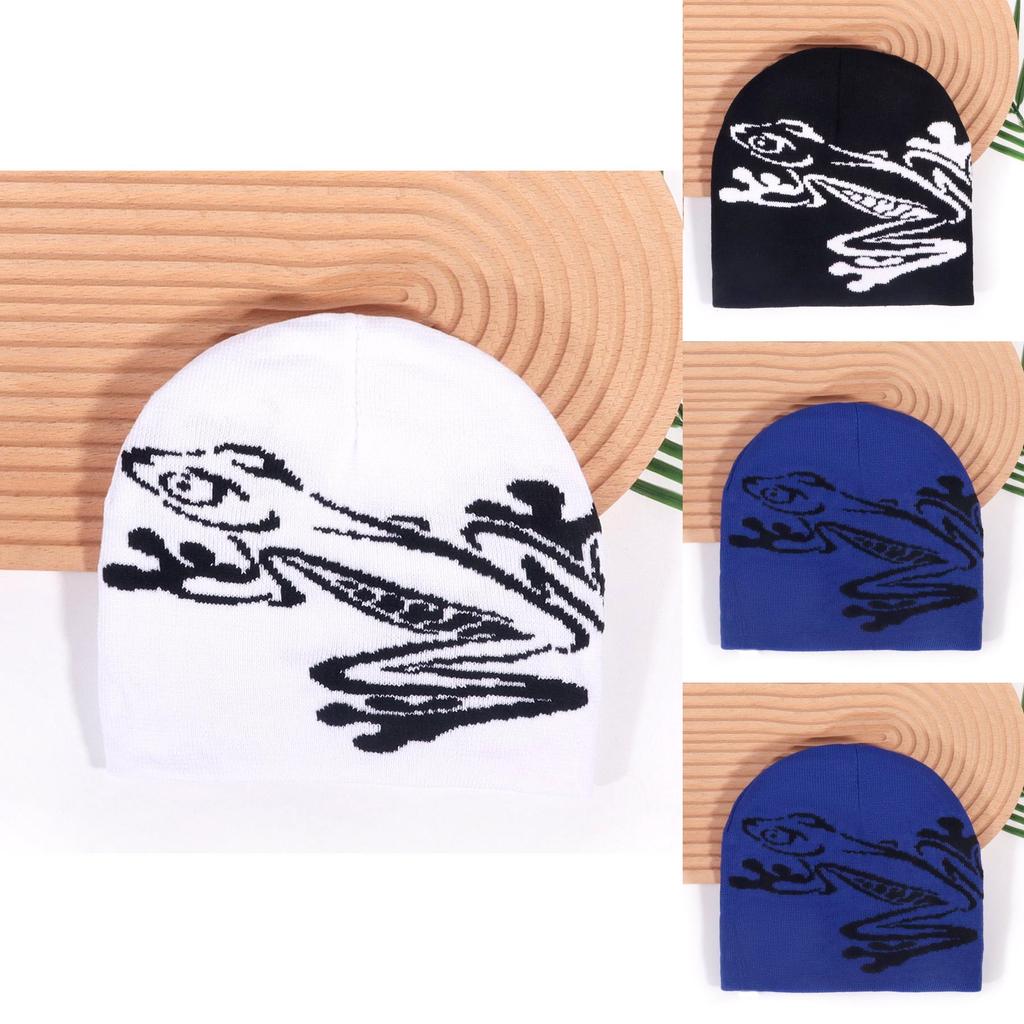 Knitted Frog Pattern Thermal Hat For Women And Men Winter Outdoor Wear