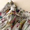 Spring and Summer New Cotton and Linen Printed Dress Women's Thin Literary and Retro Waist Thin Floral Skirt