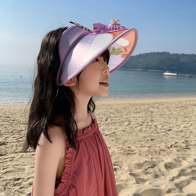 New Versatile Big Hat with Empty Top Hat Children's Fan Hat Super Cute Cute Sun Hat Adjustable Sun Protection Hat
