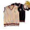 Damen College-Stil Strickweste Student Ärmellos V-Ausschnitt Gestrickte Westen Damen Winter Locker Vielseitig Pullover Tops