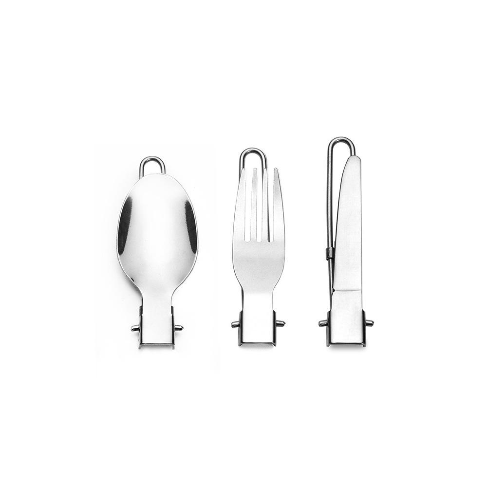 Portable Stainless Steel Foldable Camping Cutlery Set: Knife, Fork & Spoon