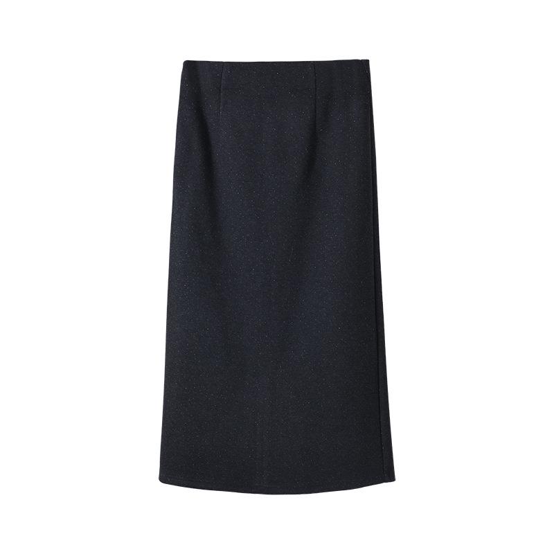 2025 Autumn/Winter Women's Simple Literary Lambswool Midi Pencil Skirt