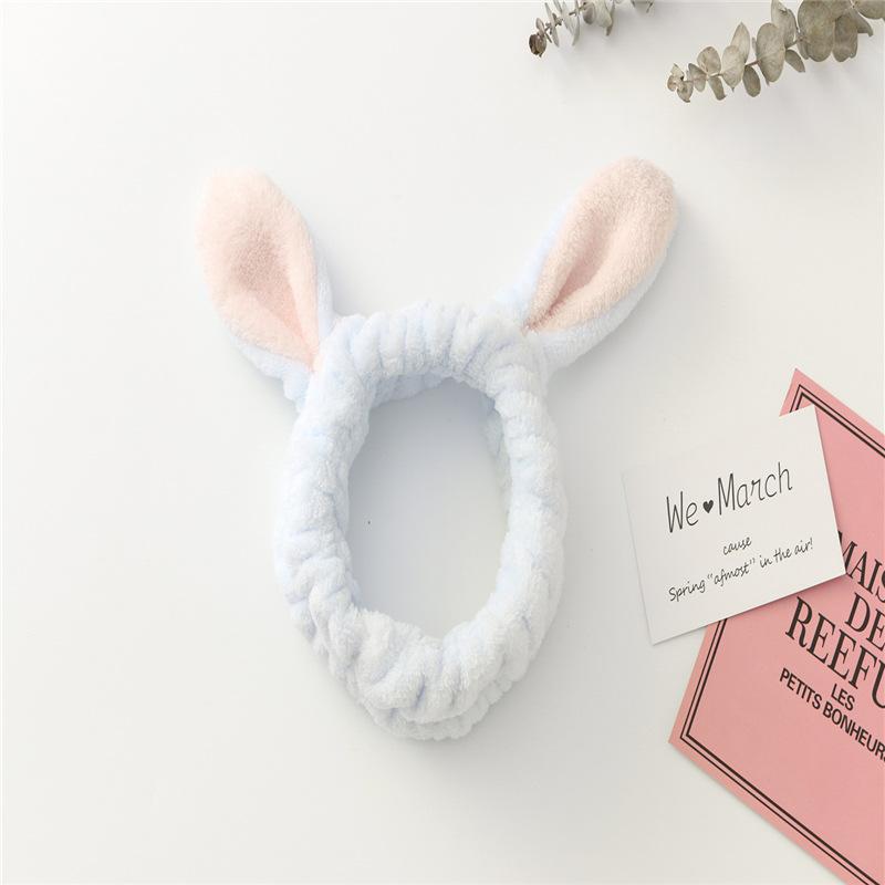 Face Wash Makeup Headband Bow Coral Fleece Rabbit ears Hairbands Women Girls Elastic Hair Bands Soft Turban Hair Accessories