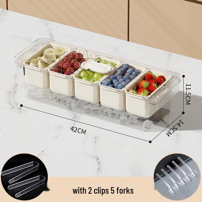 Portable Outdoor Picnic Fruit Preservation Box with Ice Compartments and Timer