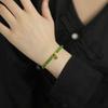 Genuine Natural Hetian Green Jasper Chinese Style Beaded Bracelet for Women with Gourd Charm Pendant