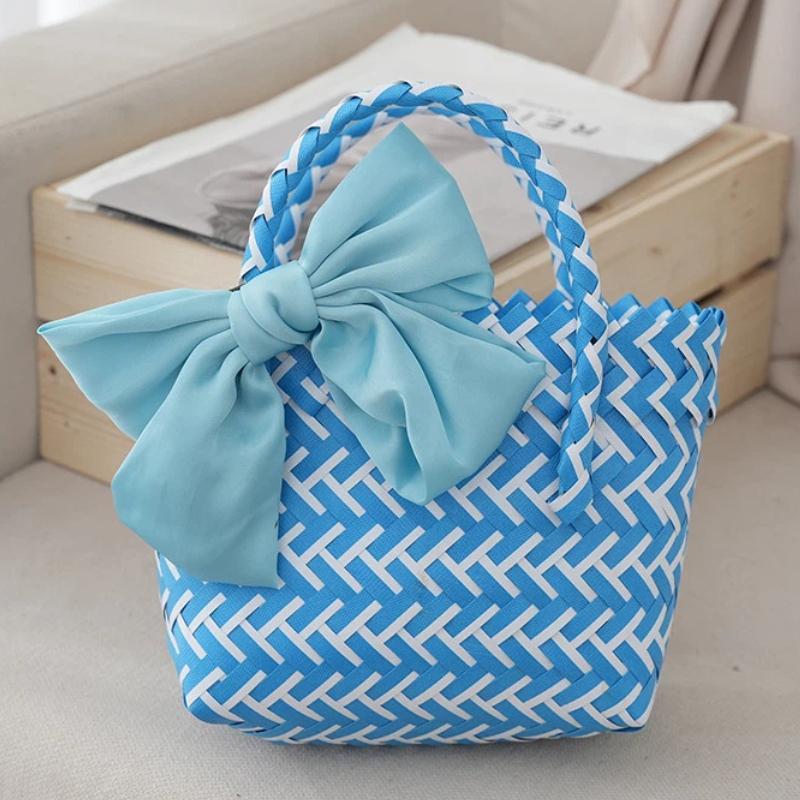 Elegant Bowknot Accent Basket for Weddings Holiday Gatherings and Travel Uses
