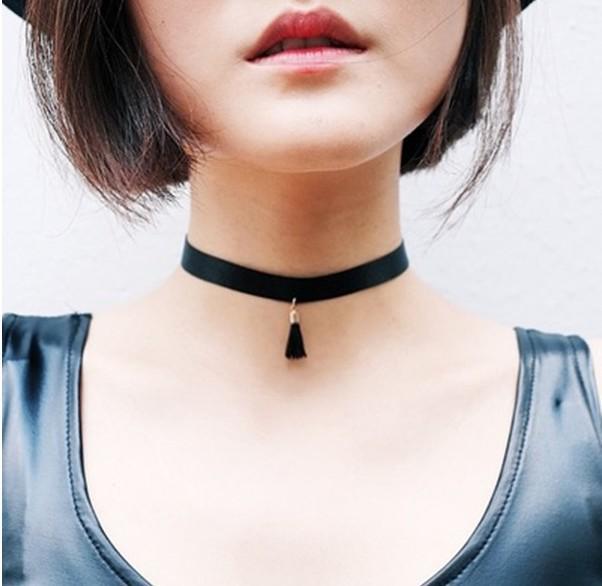 Korean Style Velvet Tassel Bohemian Choker Necklace for Women