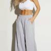 Autumn and Winter Solid Color Casual Wide Leg Elastic Waist Sweatpants Women's Jogging Sports Pants